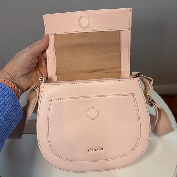 TED BAKER London NWT Baby Pink Webbing Darcell Satchel Crossbody bag MSRP $280 - Picture 9 of 14